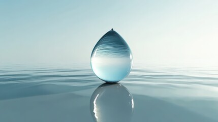 Serene Water Drop, A Crystal Clear Reflection of Nature's Beauty