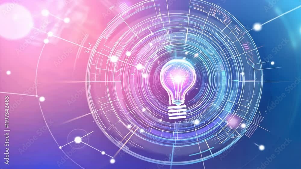 Poster glowing light bulb an abstract design of digital innovation and creativity with colorful patterns an