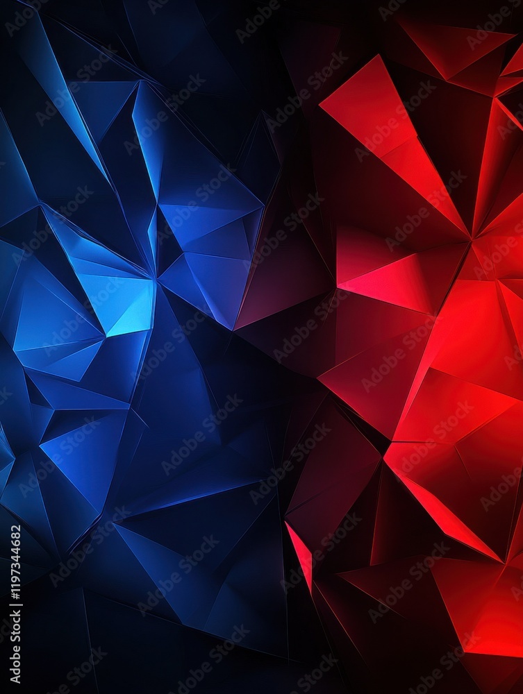 Poster technology bright low poly connection abstract background. blue and red blurred futuristic vector de