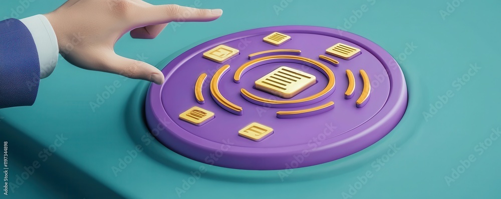 Poster interactive digital button with icons