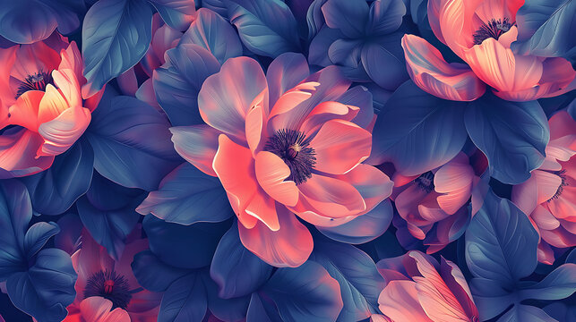 blue and pink tulips - Powered by Adobe
