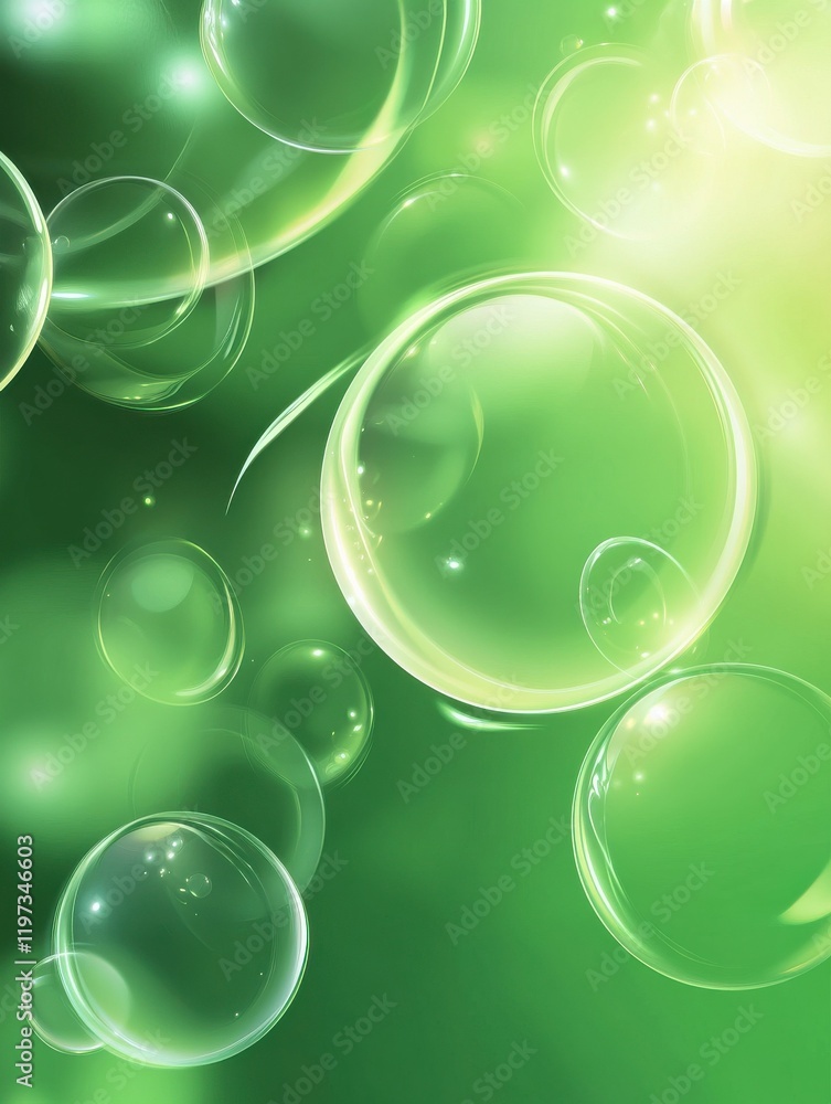 Poster abstract green shiny background with smooth circles