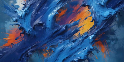 Abstract thick blue oil paint with brushstrokes, colorful, playful, thick paint