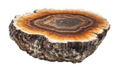 Slicing tree trunk on woodcutting demonstration indoor workshop high fidelity detail isolated on transparent background png