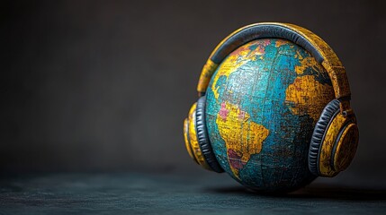 A variety of people enjoying music and podcasts on multiple devices, illustrating international streaming services and global connectivity.