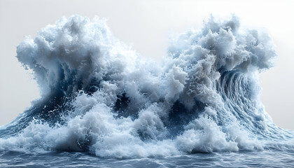 Ocean wave crash, isolated background, power