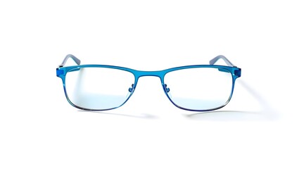 Modern Blue Glasses with Clear Lenses on Minimal White Background