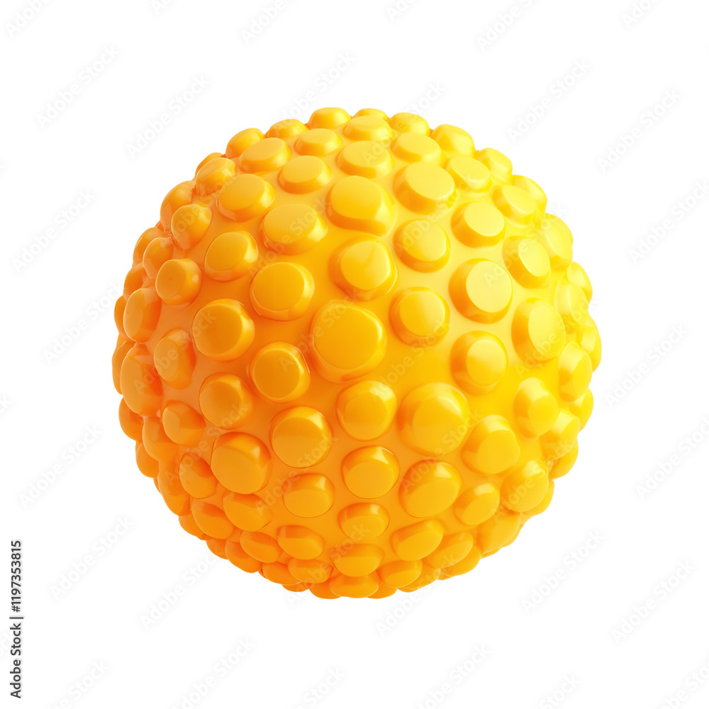 Poster 3d rendering of a bright yellow sphere with uniform round protrusions