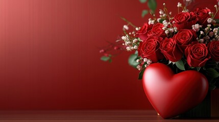A Symbolic Valentine's Day Heart Red Roses Arrangement Representing Eternal Love, Perfect for Romantic Gifts, Couple's Celebrations, Anniversary Presents, and Expressions of Deep Affection This
