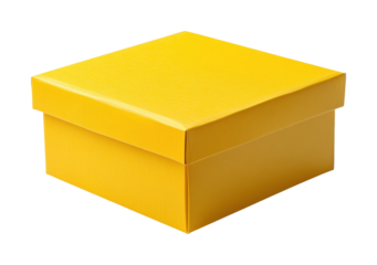 Bright yellow gift box on a for celebrations high fidelity minimalist style creative concept isolated on transparent background png