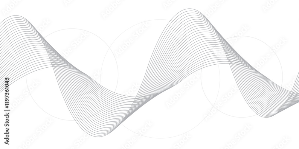 Poster vector modern wave line smooth and particle gray wave curve lines abstract background with flowing.