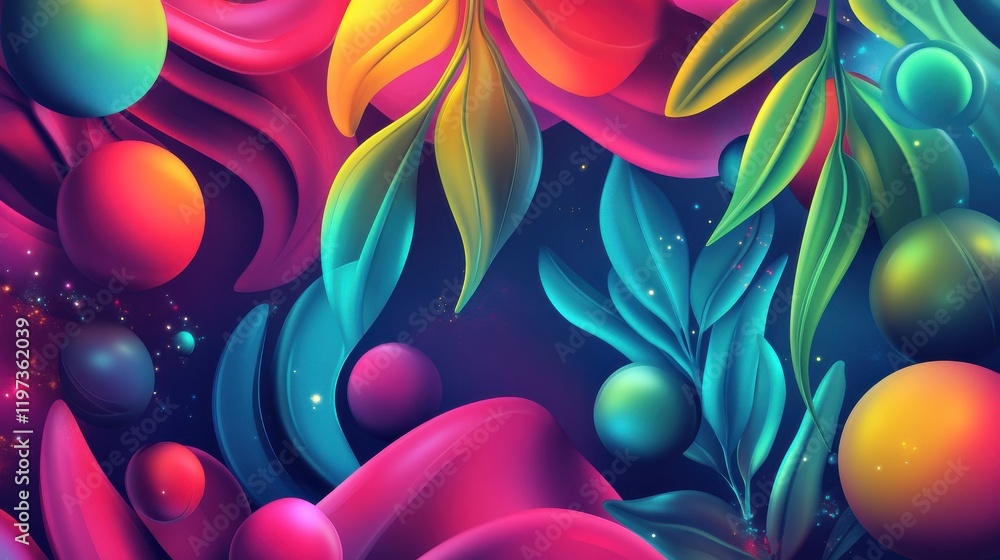 Poster bright background for your design with different elements
