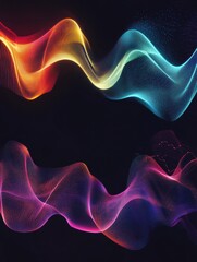 Fototapeta premium Amplitude color motion waves. Abstract electronic music sound voice wave set