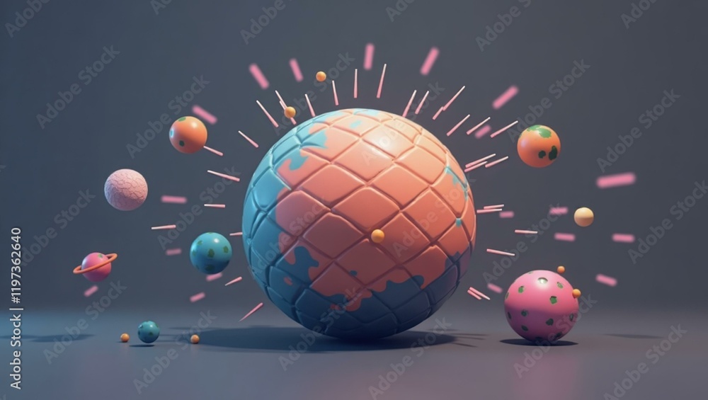 Poster sphere with combat strategy icons 2d flat icons illustration