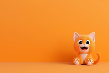 Obraz premium An adorable 3D cartoon cat set against a lovely background, generated by AI.
