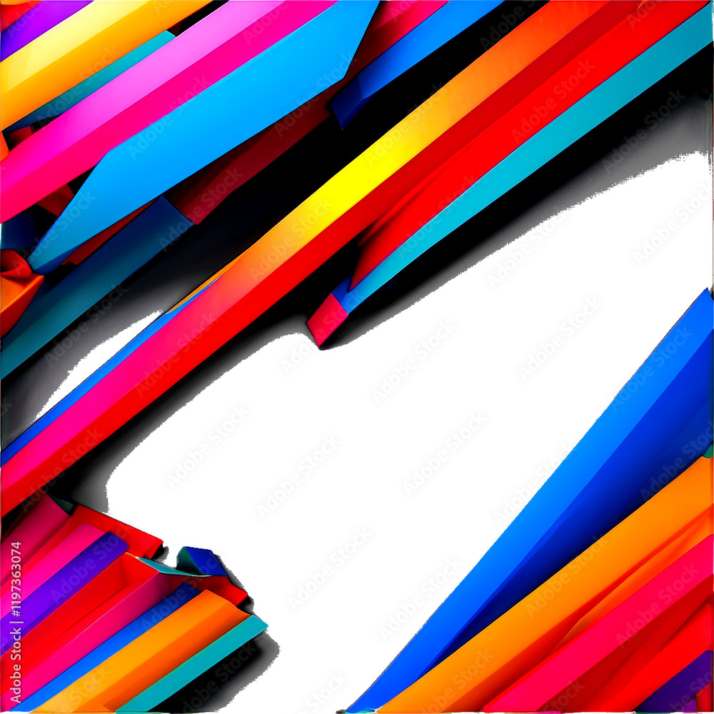 Poster text boxes and banners diagonal banner striped pattern vivid hues, isolated on transparent backgroun