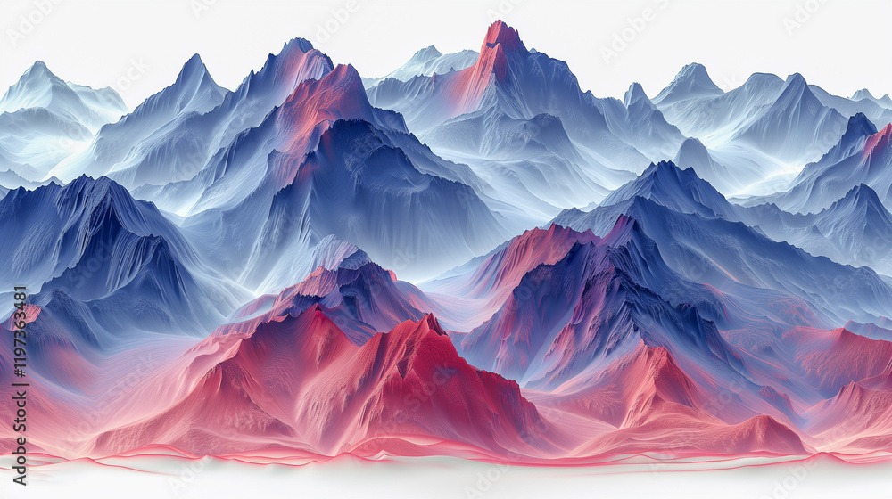 Poster abstract mountain landscape with gradient color layers..
