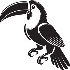 Toucan Bird Flying Silhouette vector illustration isolated on white backgournd