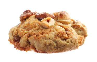 One tasty cookie with nuts isolated on white