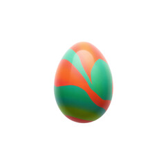vibrant easter egg with teal and coral swirls