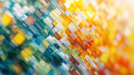 Obraz premium Abstract colorful blurry pixel blocks background. Bg and technology, digital world concept. 3D Rendering