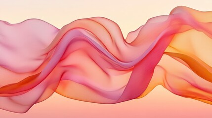 Fototapeta premium Abstract Flowing Fabric Peach Pink and Orange Sheer Textile Waves