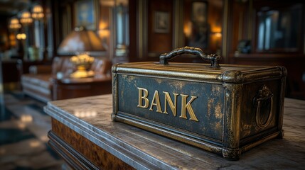 Antique bank box lobby interior banking wealth