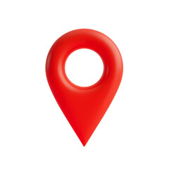 vibrant red 3d map marker against a soft pink background