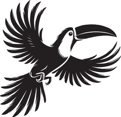 Toucan Bird Flying Silhouette vector illustration isolated on white backgournd