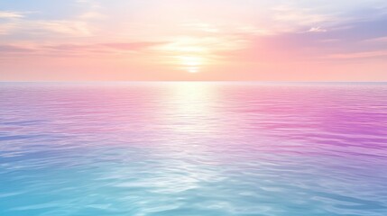Fototapeta premium Serene Pastel Sunset Over Calm Ocean Water Peaceful Pink and Blue Seascape