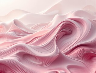 Obraz premium Abstract cream and cherry waves on minimalist desktop, elegant, flow, smooth, waves
