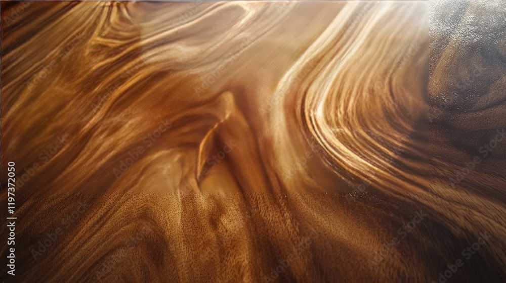 Poster smooth polished wooden table surface with visible knots and patterns, ideal for backgrounds or produ