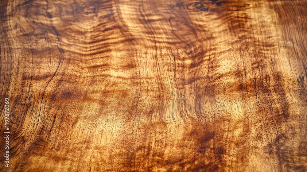 Aufkleber smooth polished wooden table surface with visible knots and patterns, ideal for backgrounds or produ