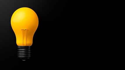 Illuminating Idea: A vibrant yellow light bulb stands out against a stark black background, symbolizing innovation, creativity, and inspiration.