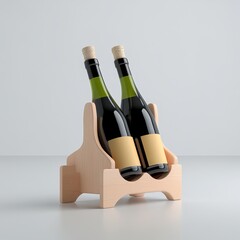 A wooden wine rack with a compact and modular design, isolated on white background
