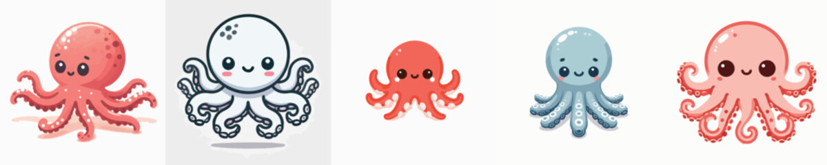set of cute octopus vectors