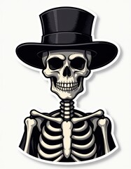 Skeleton in Top Hat Sticker
