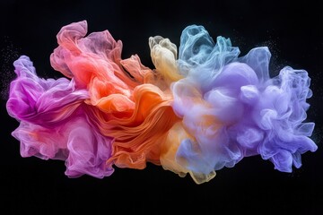 Obraz premium Colorful abstract cloud formation swirling in vibrant hues against a black background