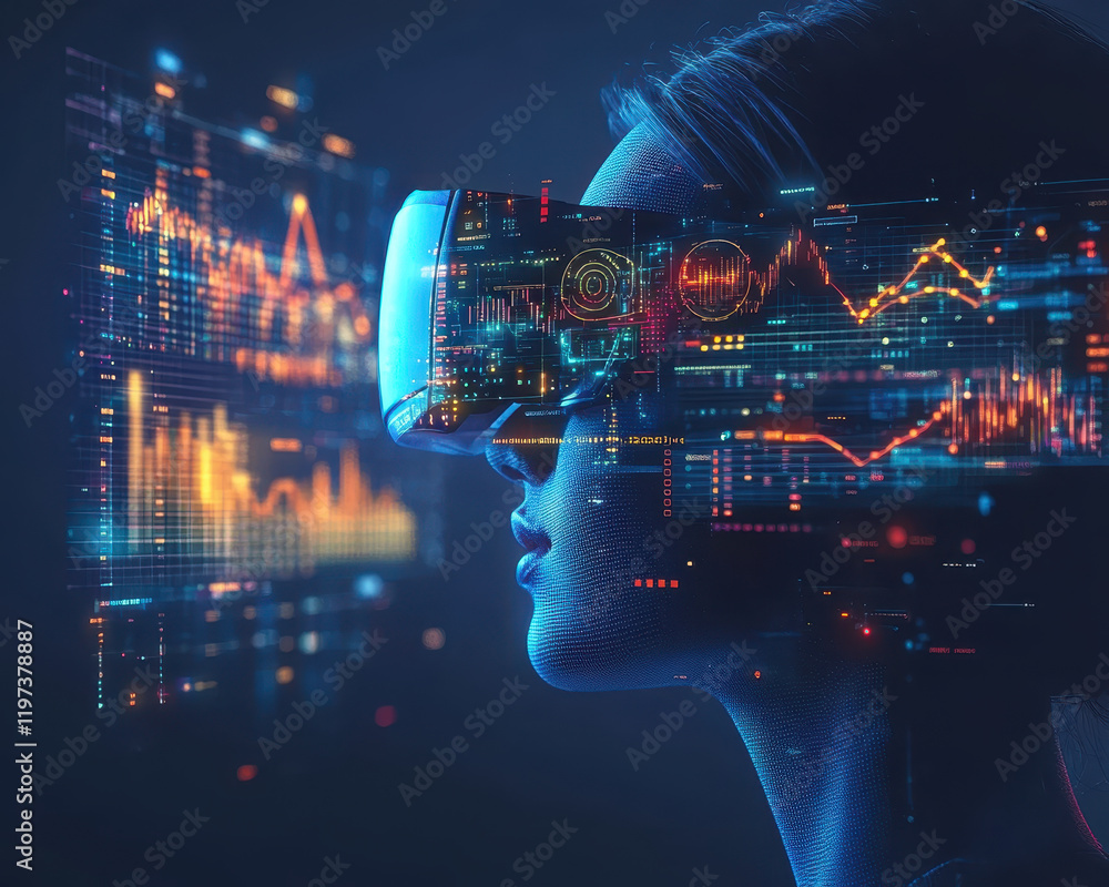Aufkleber immersive experience with augmented reality glasses and data visualization