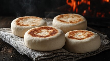 Warm Crusty Breads Baked to Perfection on Rustic Wood