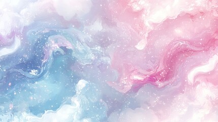 Pastel Pink and Blue Galaxy Swirl Abstract Painting Dreamy Marble Texture Background