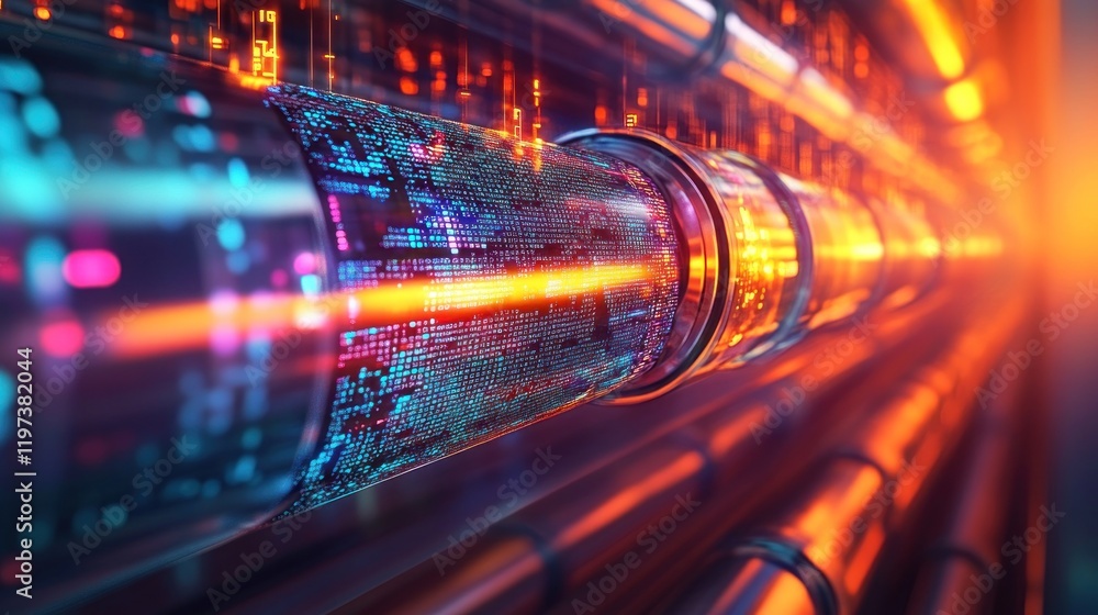 Poster digital data streams: futuristic technology visualization