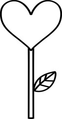 Flowers shaped like hearts for love doodle outline