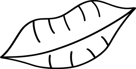Cute kissable lips doodle outline