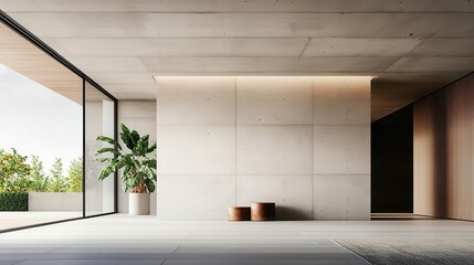 3D architectural visualization of a luxury home in the early stages of construction, with concrete pillars visible