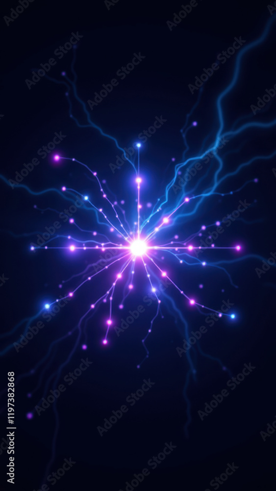 Poster cybersecurity digital art with a sparking explosion effect symbolizing internet threats being neutra