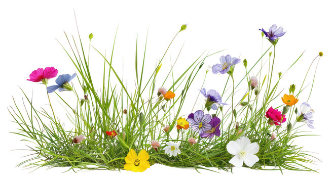 PNG Colorful wildflowers in green grass