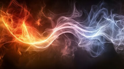 Abstract Energy Flow Fiery Orange and Icy Blue Swirling Plasma Digital Art Background
