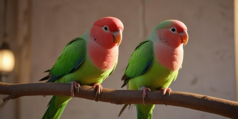 Fototapeta premium Alexandrine Parakeet in the morning light with soft illumination, exotic, light, plumage