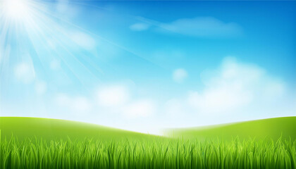  spring background blue sky and green grass